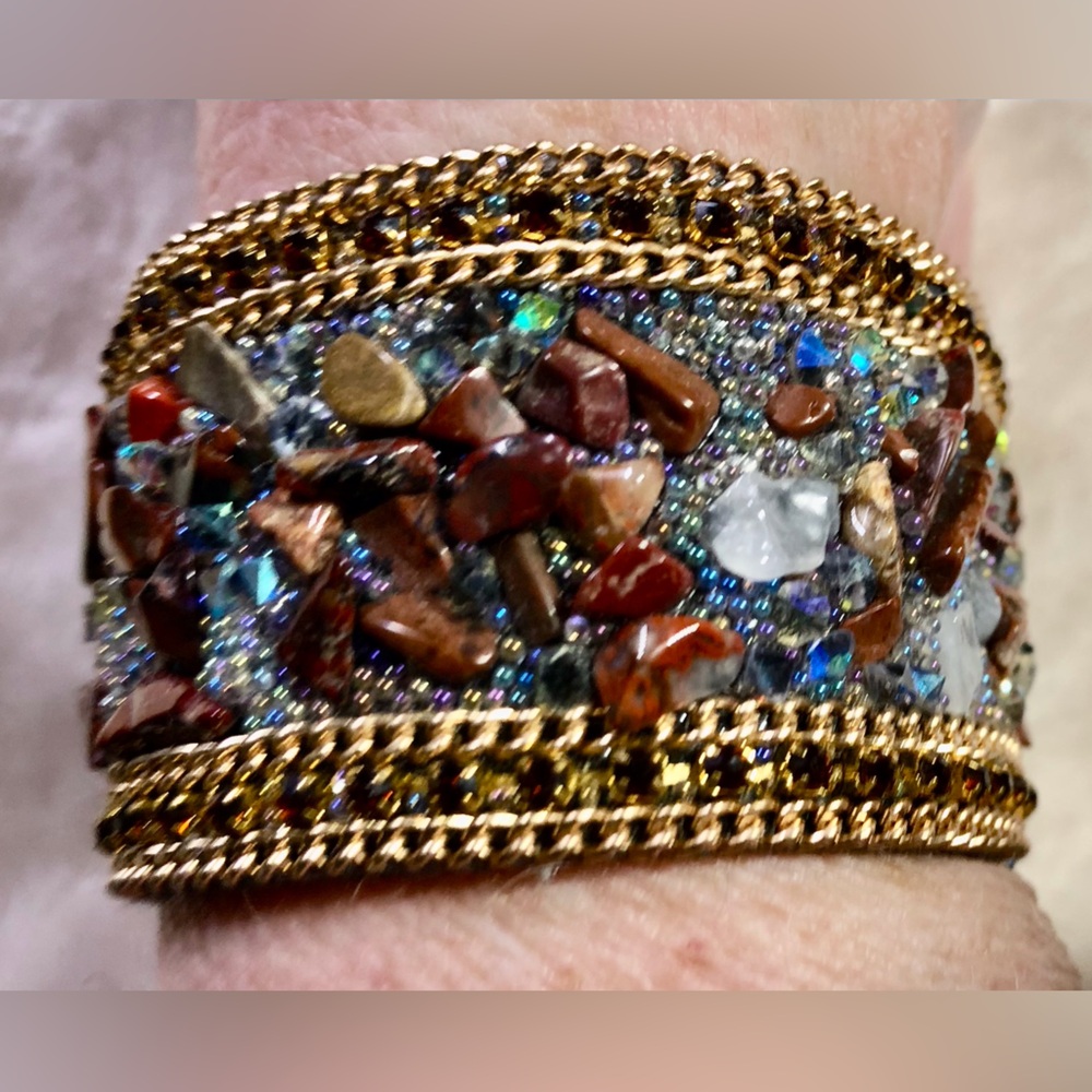 Gorgeous Artisan Gemstone & Leather Bracelet - Picture 6 of 11
